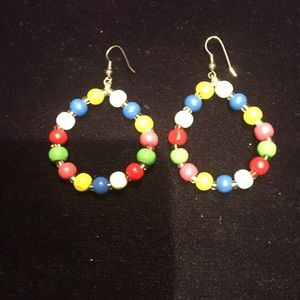 Multi colored beaded hoops